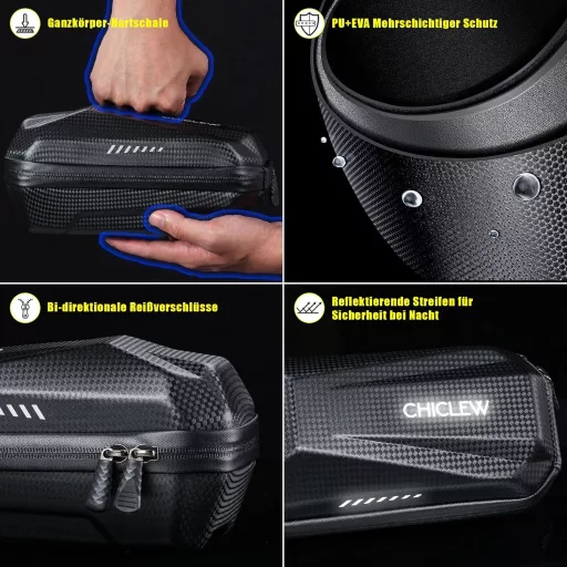 Geantă CHICLEW Roller - Geantă de ghidon impermeabilă 2L pentru trotinete electrice Xiaomi MI Mijia M365 și Ninebot ES1/ES2/ES3/ES4, carcasă rigidă EVA