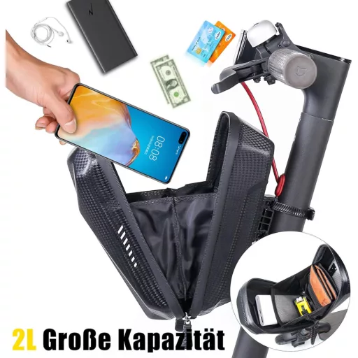 CHICLEW Roller Táska - 2L Vízálló Kormánytáska Xiaomi MI Mijia M365 és Ninebot ES1/ES2/ES3/ES4 Elektromos Rollerekhez, EVA Kemény Tok