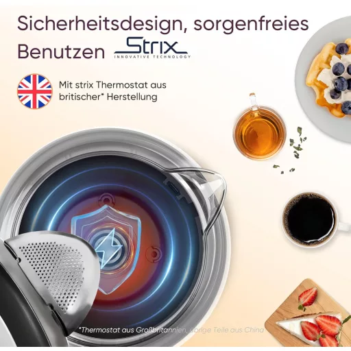 COSORI üveg vízforraló 1,7 L, 2200 W, rozsdamentes acél szűrő, 360° forgatható talp