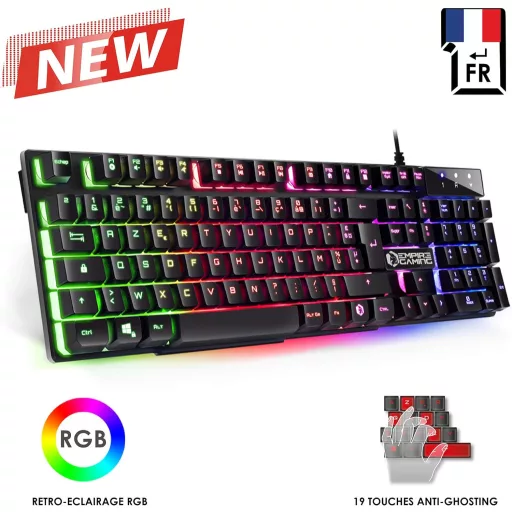 EMPIRE GAMING K300 Gamer Billentyűzet AZERTY RGB LED 105 Gomb