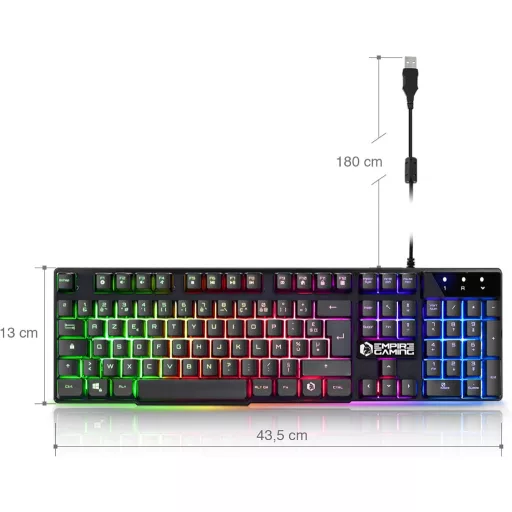 EMPIRE GAMING K300 Gamer Billentyűzet AZERTY RGB LED 105 Gomb
