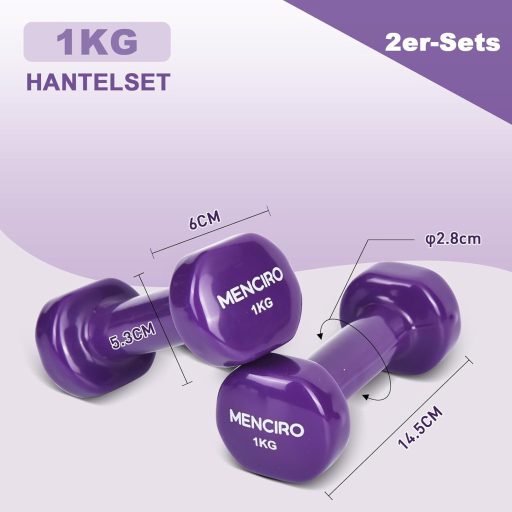 Set de gantere MENCIRO, 2 bucăți, 0,5-2 kg, pentru antrenament acasă și dezvoltarea forței
