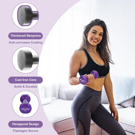 Set de gantere MENCIRO, 2 bucăți, 0,5-2 kg, pentru antrenament acasă și dezvoltarea forței