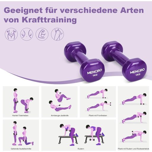 Set de gantere MENCIRO, 2 bucăți, 0,5-2 kg, pentru antrenament acasă și dezvoltarea forței