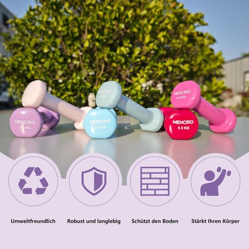 Set de gantere MENCIRO, 2 bucăți, 0,5-2 kg, pentru antrenament acasă și dezvoltarea forței