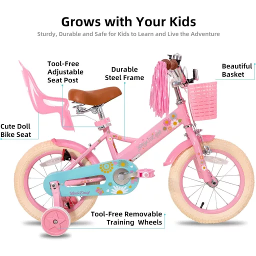JOYSTAR Little Daisy 12/14/16 Zoll gyerekbicikli lányoknak 2-7 év, támasztókerekekkel
