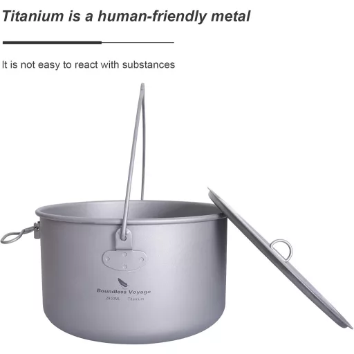 Boundless Voyage Titán Edénykészlet 750-1300 ml - Összecsukható Fogantyús Kemping Főzőedény Túrázáshoz, Ultrakönnyű Hordozható Evőeszköz Sze