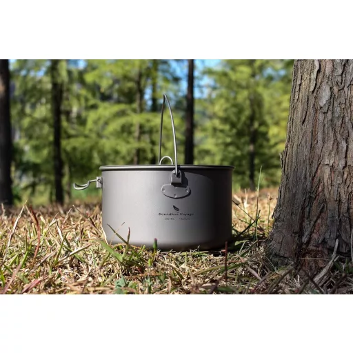 Boundless Voyage Titán Edénykészlet 750-1300 ml - Összecsukható Fogantyús Kemping Főzőedény Túrázáshoz, Ultrakönnyű Hordozható Evőeszköz Sze