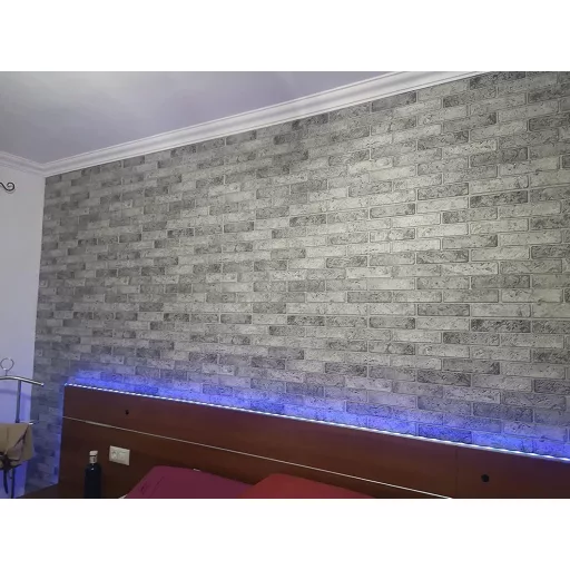 Grace Baltic 3D zidni panel - 4,8 m², 10 komada, uzorak sive cigle, 1 mm debeli PVC, unutarnja zidna dekoracija, tanak i fleksibilan