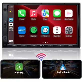   ATOTO F7 WE 7" Dvostruki DIN Autoradio, Bežični CarPlay i Android Auto, IPS HD Zaslon, Ulaz za Kameru za vožnju unazad, GPS Navigacija, FM/AM, Gy