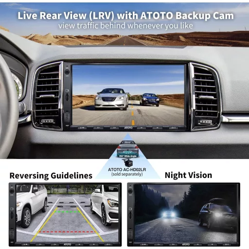 ATOTO F7 WE 7" Dvostruki DIN Autoradio, Bežični CarPlay i Android Auto, IPS HD Zaslon, Ulaz za Kameru za vožnju unazad, GPS Navigacija, FM/AM, Gy