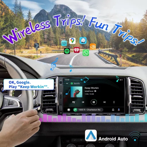 ATOTO F7 WE 7" Radio auto Dublu DIN, CarPlay și Android Auto wireless, ecran IPS HD, intrare cameră de marșarier, Navigație GPS, FM/AM, Gy