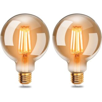   Bec LED Edison Vintage ExtraStar G95 E27 Filament, Lampă Retro Decorativă, Lumină Caldă
