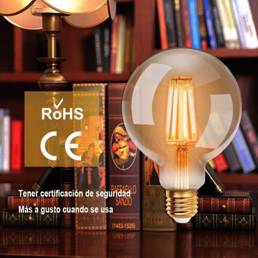 Bec LED Edison Vintage ExtraStar G95 E27 Filament, Lampă Retro Decorativă, Lumină Caldă