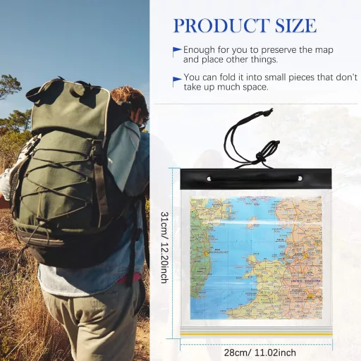Sumind nepremokavé puzdro na mapu so šnúrkou na krk na turistiku a kempovanie 31x28 cm