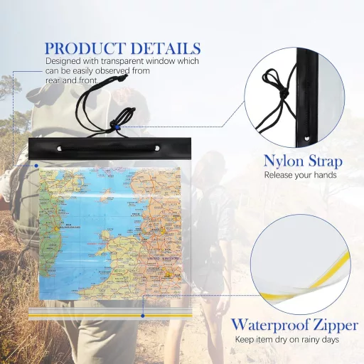Sumind nepremokavé puzdro na mapu so šnúrkou na krk na turistiku a kempovanie 31x28 cm
