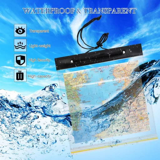 Sumind nepremokavé puzdro na mapu so šnúrkou na krk na turistiku a kempovanie 31x28 cm