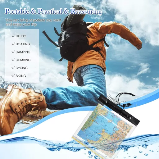 Sumind nepremokavé puzdro na mapu so šnúrkou na krk na turistiku a kempovanie 31x28 cm