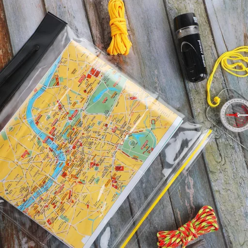 Sumind nepremokavé puzdro na mapu so šnúrkou na krk na turistiku a kempovanie 31x28 cm