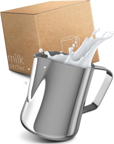 Lambda Coffee Rozsdamentes Acél Barista Tejkiöntő 350 ml - Tejhabosító Kancsó Latte Art Készítéséhez, Mosogatógépben Mosható