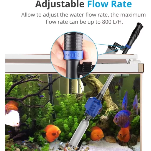 BootyBay Električni usisavač za akvarij - 3-u-1 čistač podloge, izmjenjivač vode i sifon za čišćenje šljunka za slatkovodne i morske akvarije