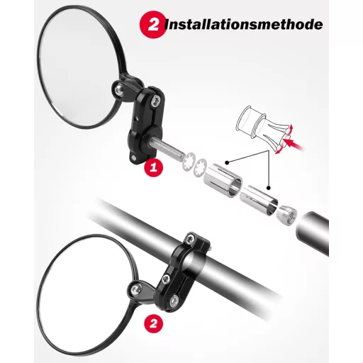 Oglindă motocicletă KEMIMOTO CNC, rotire 360°, omologată E24, capăt ghidon 22mm, universală, scuter, ATV, compatibilă MT07, MT09, Z750, Cb125R, Z900