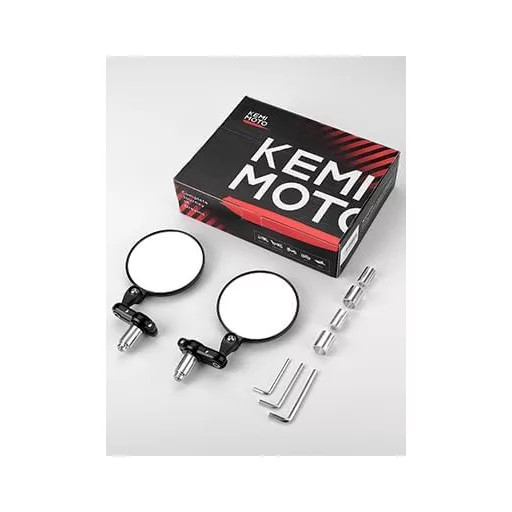 Oglindă motocicletă KEMIMOTO CNC, rotire 360°, omologată E24, capăt ghidon 22mm, universală, scuter, ATV, compatibilă MT07, MT09, Z750, Cb125R, Z900