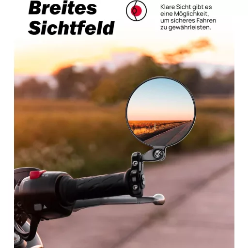 KEMIMOTO CNC Motorkerékpár Tükör 360° Forgatható E24 Tanúsított 22mm Kormányvég Univerzális Robogó ATV MT07 MT09 Z750 Cb125R Z900 Kompatibil