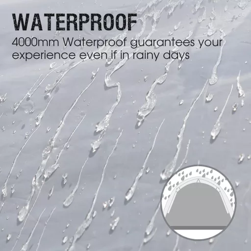 Portal 3-4 Személyes Kék Kempingsátor Előtérrel - Vízálló 4000mm Kupolasátor Családi Túrázáshoz, UPF 50+ Fémpálcás