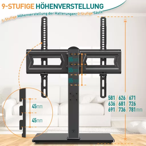 ELIVED EV017 forgó TV állvány 37-70 colos tévéhez, 40 kg terhelhetőség, VESA 600x400