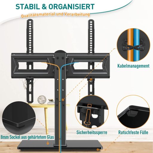 ELIVED EV017 forgó TV állvány 37-70 colos tévéhez, 40 kg terhelhetőség, VESA 600x400