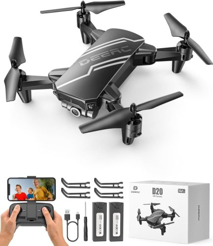 Dronă pliabilă DEERC D20 cu cameră HD, transmisie live FPV, control prin gesturi, timp de zbor lung, pentru copii