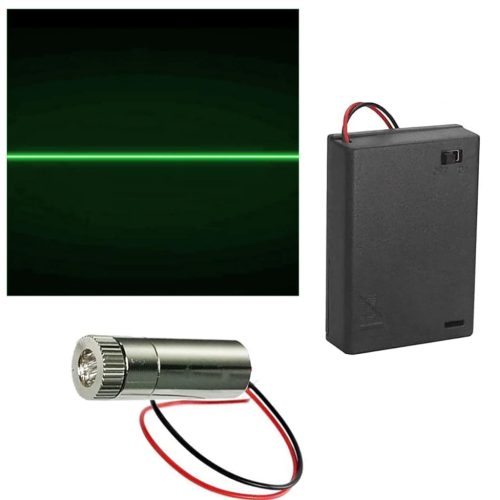 CTRICALVER 520 nm Zöld Lézer Vonal Modul 3-5V Fém Házzal - Ipari Szintezéshez, Pozicionáláshoz, DIY Projektekhez + AA Elemtartóval