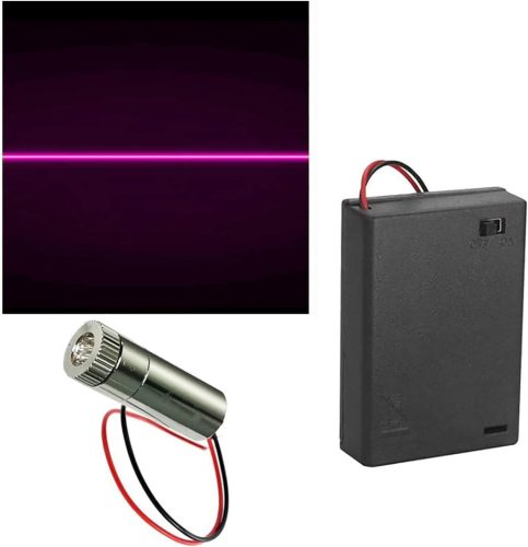 CTRICALVER 405 nm Fialový Laserový Modul s Kovovým Puzdrom Líniový Laser s Prevádzkovým Napätím 3-5V, Plastovou Šošovkou a Držiakom pre AA Batérie, Čierny