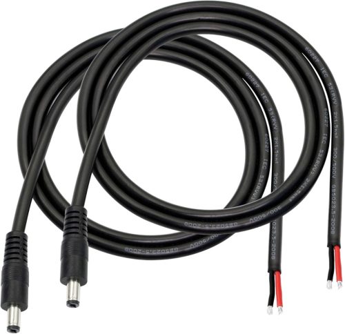 GINTOOYUN DC Tápkábel 5.5x2.1mm - 3 Láb Hosszú Csupasz Végű Adapter Kábel CCTV Biztonsági Kamerákhoz, LED Szalagokhoz, DVR Rendszerekhez (2 