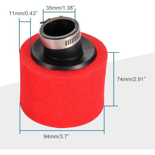 Červený 35 mm vzduchový filter GOOFIT pre ATV, terénne vozidlá s objemom 50 – 125 cm³.