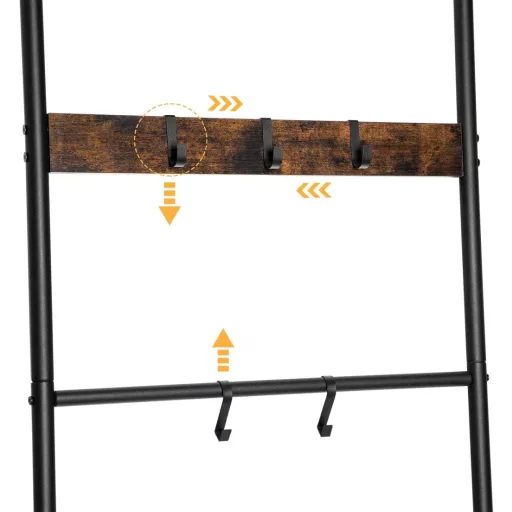 HOOBRO Törölközőtartó Létra 5 Akasztóval 60x177cm Ipari Stílusú Ruhatartó