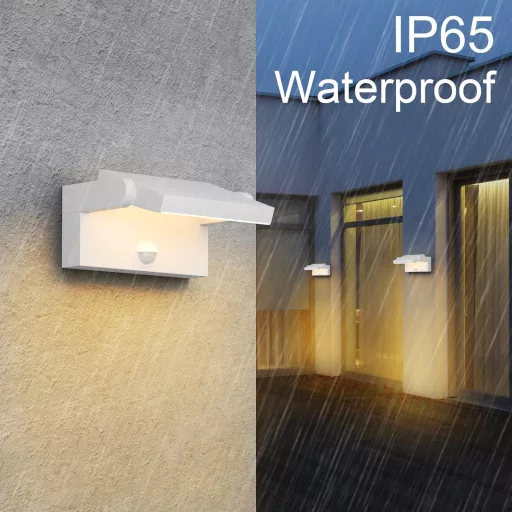Klighten 24W LED Kültéri Fali Lámpa Mozgásérzékelővel IP65 Forgatható Panellel