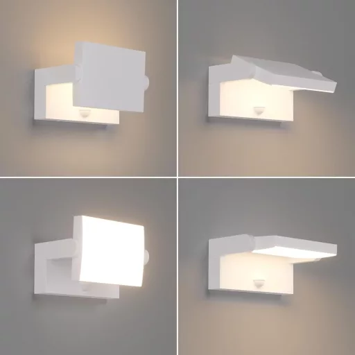 Lampă de perete LED pentru exterior Klighten 24W cu senzor de mișcare, IP65, cu panou rotativ