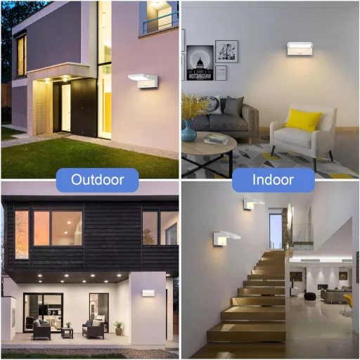 Lampă de perete LED pentru exterior Klighten 24W cu senzor de mișcare, IP65, cu panou rotativ