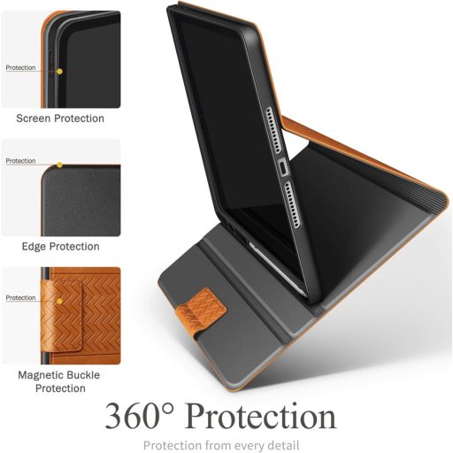 AUAUA Futrola za iPad 10.2" 8./7. generacije (2020/2019) - Smeđa zaštitna futrola od umjetne kože s držačem za Apple Pencil, funkcija automatskog spavanja/buđenja