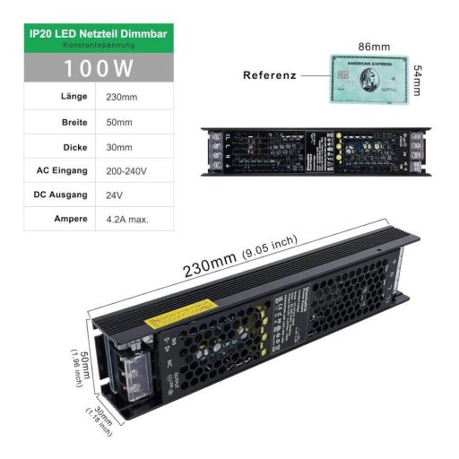 DimmelhetőLED Tápegység 24V 100W, Állandó Feszültségű LED Transzformátor 230V-ról 24V-ra