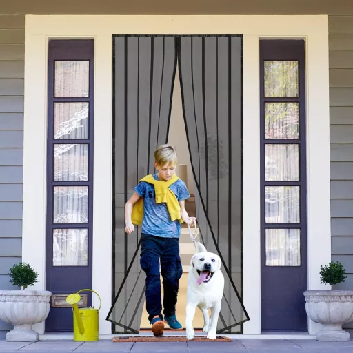 Plasă magnetică anti-țânțari pentru ușă 105x220cm Negru, fără găurire
