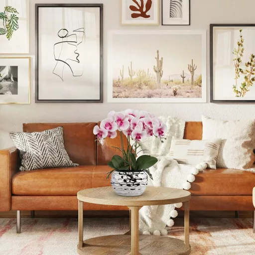 Briful 44 cm Phalaenopsis Orchidea Művirág Kerámia Kaspóban Otthon Dekorációhoz