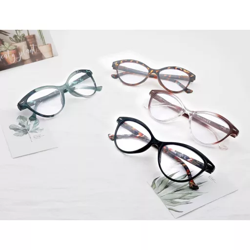 Ochelari de citit pentru femei, model "ochi de pisică" cu imprimeu floral, ușori.