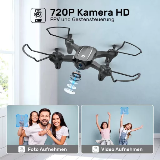 Holy Stone HS340 Mini Dron s 720P HD Kamerom, Prijenosom Uživo, 2 Baterije, Dugo Vrijeme Leta, Upravljanje Pokretima, za Početnike