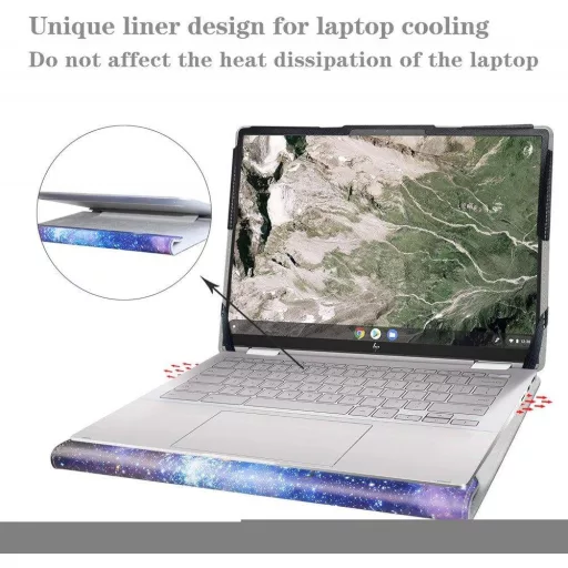 Alapmk Galaxy Mintás Bőr Védőtok 13.5 Inch HP Elite C1030 Chromebook/HP Chromebook x360 13c-caXXXX Laptopokhoz