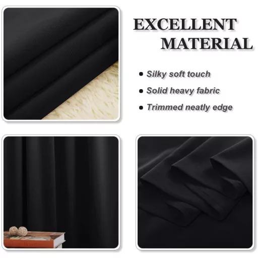 PONY DANCE Perdele opace cu bride, perdele blackout termoizolante, set 2 buc, 220x140cm, Negru