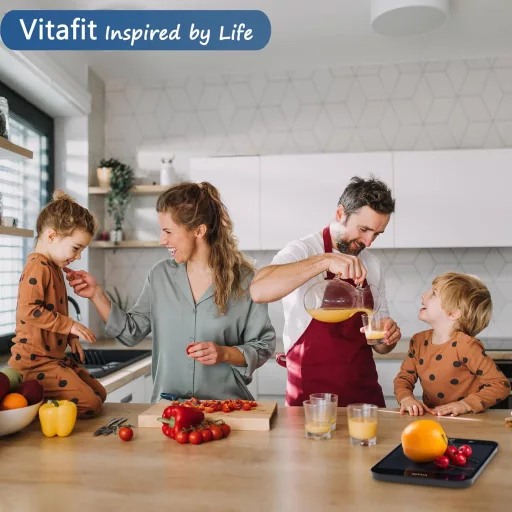 Vitafit 15 kg digitális konyhai mérleg 1g pontossággal, nagy platform, fekete