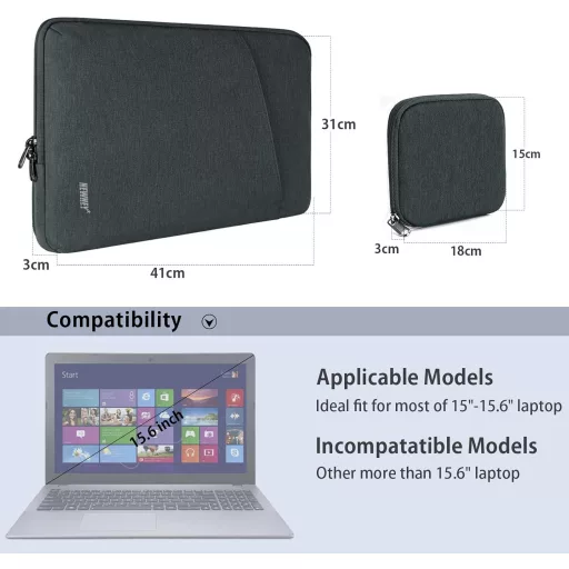 NEWHEY 15 Inch Laptop Sleeve Vízálló Ütésálló Notebook Táska Szürke